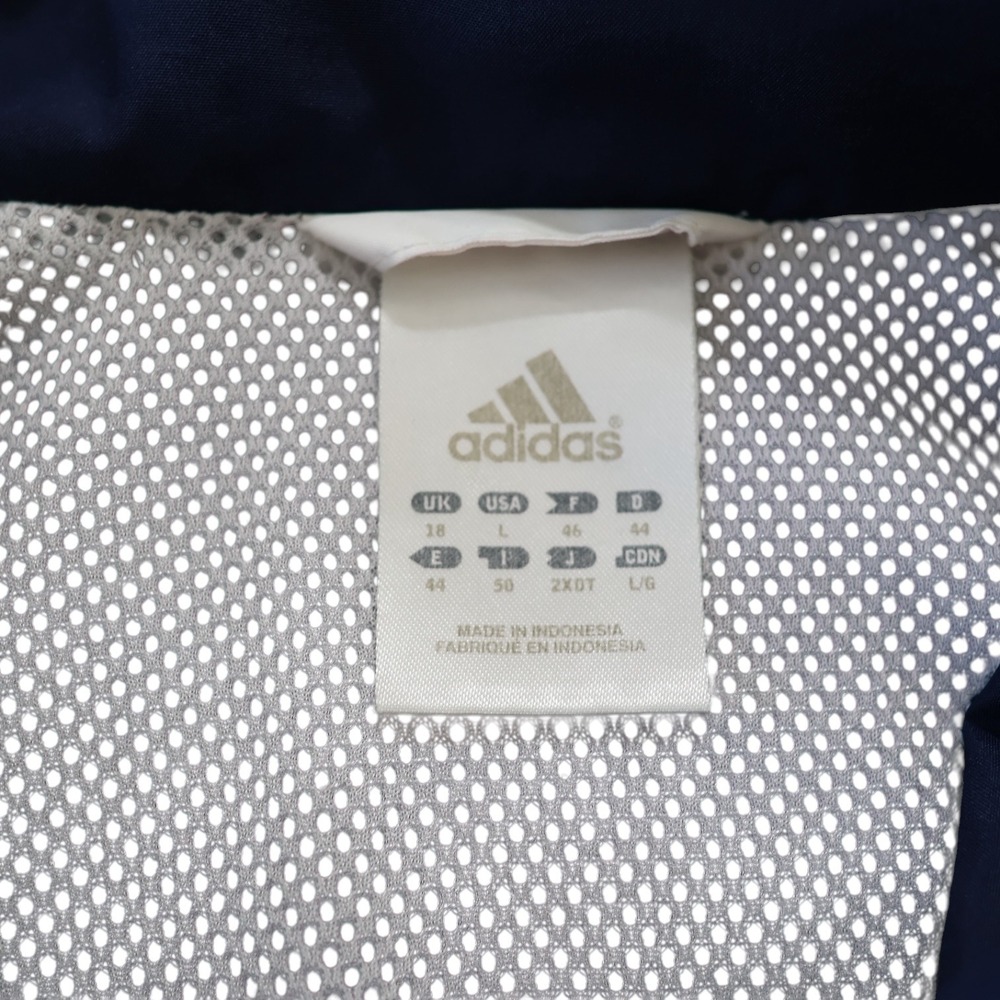 Adidas Vintage 2005 Men White Navy Blue Lime Green Windbreaker Jacket 525316 - Picture 4 of 12